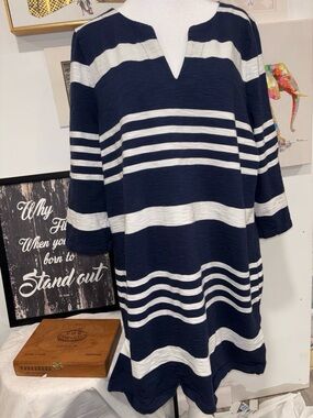 GAP Navy & White Striped Mini Dress